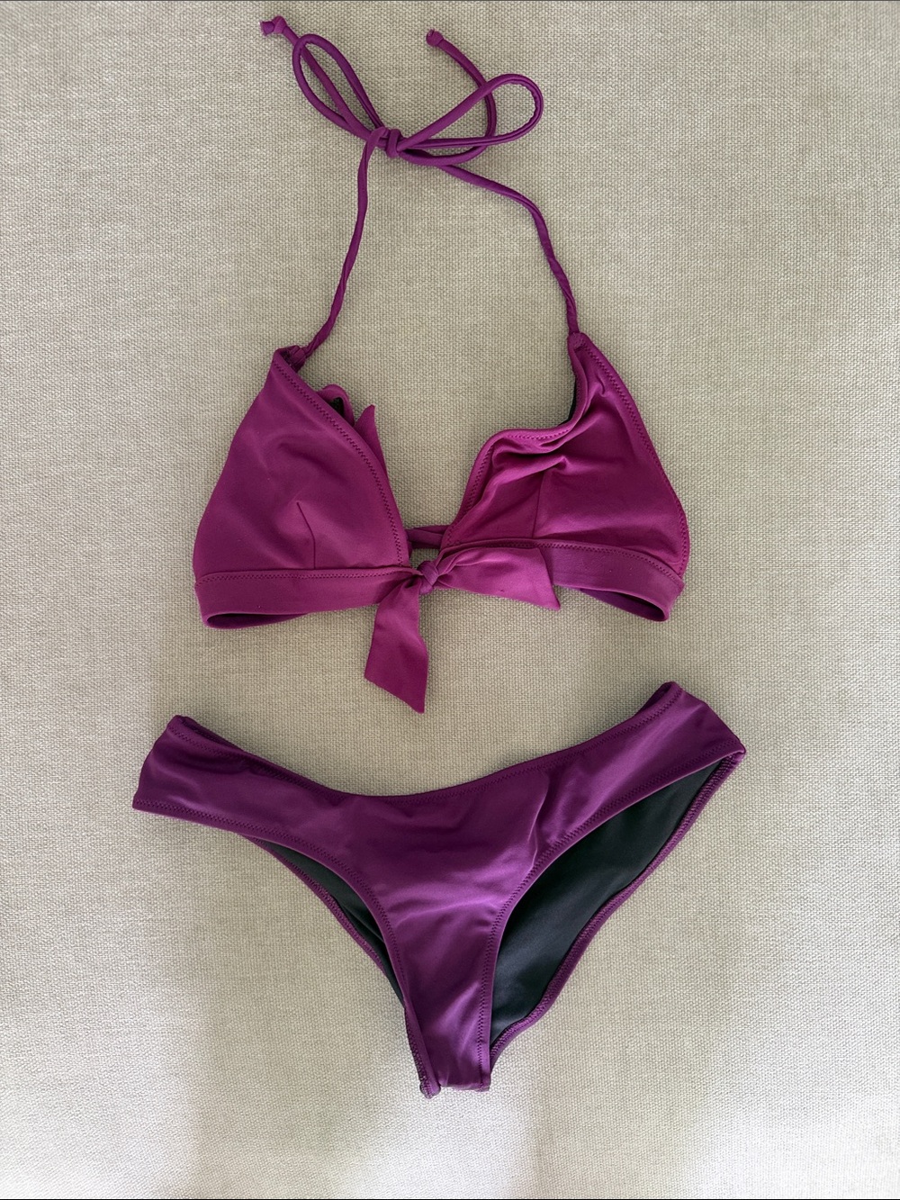PINK Victoria's Secret Magenta Tie-Front Halter Bikini